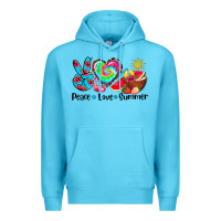 Ocean Blue peace love  summer Premium Hoodie - AdoDesignShop