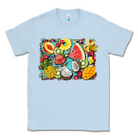 Dusty Blue summer fruits background Classic Tee - BarkalooDesign