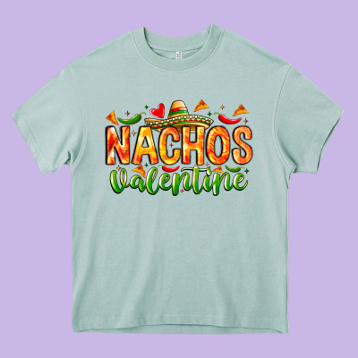 Nachos Valentine Heavy Core Tee Designed By Cowhidedigitalart