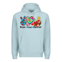 Blue Mist peace love  summer Premium Hoodie - AdoDesignShop