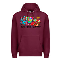 Burgundy peace love  summer Premium Hoodie - AdoDesignShop