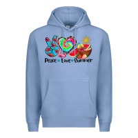 Colony Blue peace love  summer Premium Hoodie - AdoDesignShop
