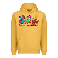 Mustard peace love  summer Premium Hoodie - AdoDesignShop