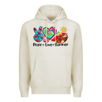 Oatmeal Heather peace love  summer Premium Hoodie - AdoDesignShop