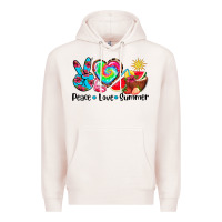 Pale Pink peace love  summer Premium Hoodie - AdoDesignShop
