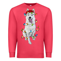 Cardinal Christmas White Shepherd With Christmas Lights Premium Sweatshirt - RanaPortraitStore