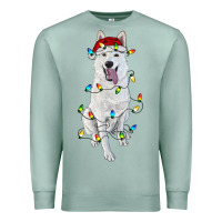 Seafoam Christmas White Shepherd With Christmas Lights Premium Sweatshirt - RanaPortraitStore