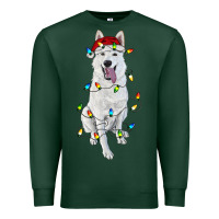 Christmas White Shepherd With Christmas Lights Premium Sweatshirt | Teevron