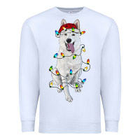 White Christmas White Shepherd With Christmas Lights Premium Sweatshirt - RanaPortraitStore