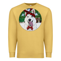 Antique Gold Christmas White Shepherd With Cowhide Premium Sweatshirt - RanaPortraitStore