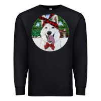 Black Christmas White Shepherd With Cowhide Premium Sweatshirt - RanaPortraitStore