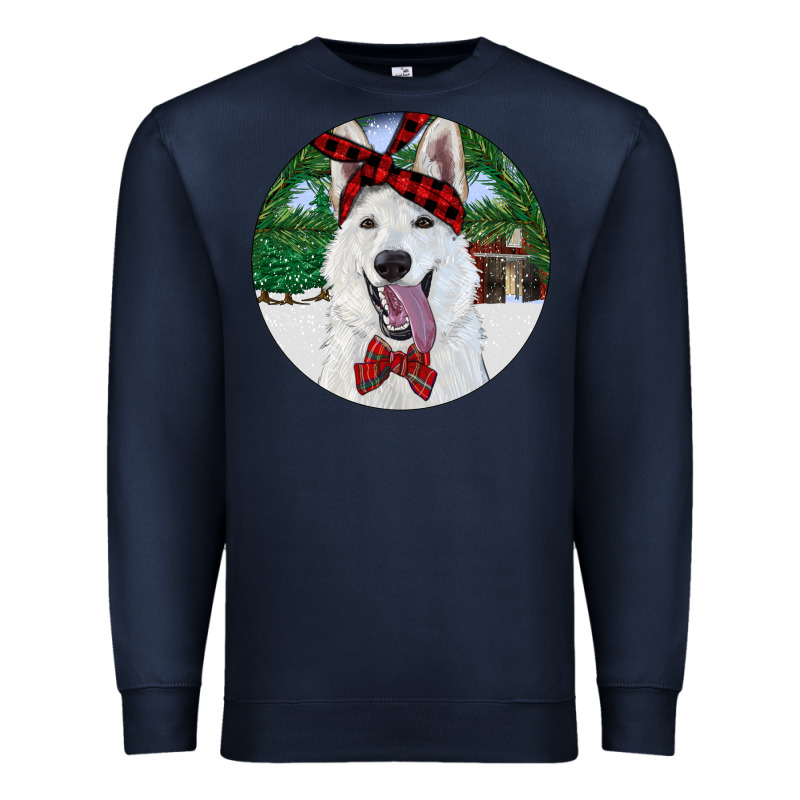 Christmas White Shepherd With Cowhide Premium Sweatshirt by RanaPortraitStore | Teevron