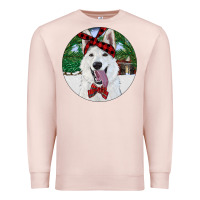 Pale Pink Christmas White Shepherd With Cowhide Premium Sweatshirt - RanaPortraitStore