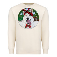 Sandshell Christmas White Shepherd With Cowhide Premium Sweatshirt - RanaPortraitStore