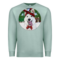 Seafoam Christmas White Shepherd With Cowhide Premium Sweatshirt - RanaPortraitStore