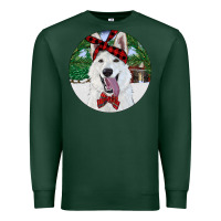 Sports Green Christmas White Shepherd With Cowhide Premium Sweatshirt - RanaPortraitStore