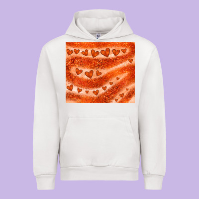 Orange Glitter Heart Urban Hoodie Designed By Jahusdesignshop
