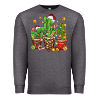 Charcoal Heather Christmas cactus Premium Sweatshirt - Zillion Design Studio