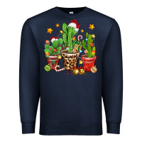 Navy Christmas cactus Premium Sweatshirt - Zillion Design Studio