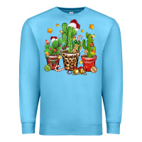 Ocean Blue Christmas cactus Premium Sweatshirt - Zillion Design Studio