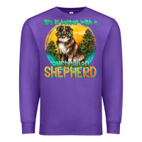 Purple life is better with a australian shepherd Premium Sweatshirt - texasbilliewilder
