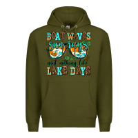 Army Green boat waves sun rays aint nothing like lake days Premium Hoodie - AdoDesignShop