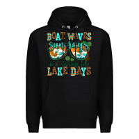 Black boat waves sun rays aint nothing like lake days Premium Hoodie - AdoDesignShop