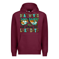 Burgundy boat waves sun rays aint nothing like lake days Premium Hoodie - AdoDesignShop