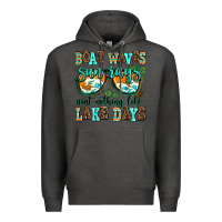 Charcoal Heather boat waves sun rays aint nothing like lake days Premium Hoodie - AdoDesignShop