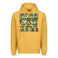 Mustard boat waves sun rays aint nothing like lake days Premium Hoodie - AdoDesignShop