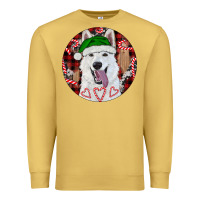 Antique Gold Christmas White Shepherd With Buffalo Plaid Premium Sweatshirt - RanaPortraitStore