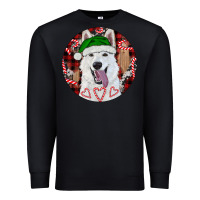 Black Christmas White Shepherd With Buffalo Plaid Premium Sweatshirt - RanaPortraitStore