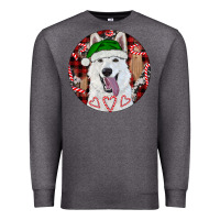 Charcoal Heather Christmas White Shepherd With Buffalo Plaid Premium Sweatshirt - RanaPortraitStore