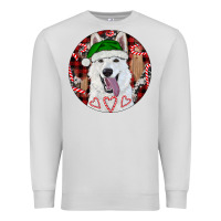 Dove Grey Christmas White Shepherd With Buffalo Plaid Premium Sweatshirt - RanaPortraitStore