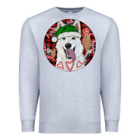 Heather Grey Christmas White Shepherd With Buffalo Plaid Premium Sweatshirt - RanaPortraitStore