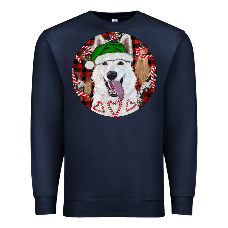 Christmas White Shepherd With Buffalo Plaid Premium Sweatshirt by RanaPortraitStore | Teevron