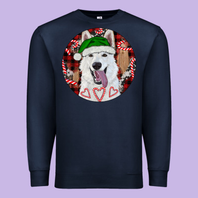 Premium Sweatshirt Christmas White Shepherd With Buffalo Plaid