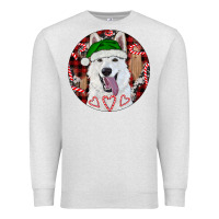 Oatmeal Heather Christmas White Shepherd With Buffalo Plaid Premium Sweatshirt - RanaPortraitStore