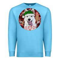 Ocean Blue Christmas White Shepherd With Buffalo Plaid Premium Sweatshirt - RanaPortraitStore
