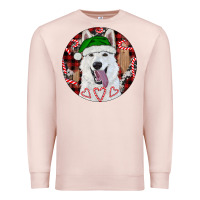 Pale Pink Christmas White Shepherd With Buffalo Plaid Premium Sweatshirt - RanaPortraitStore