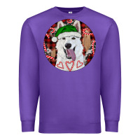 Purple Christmas White Shepherd With Buffalo Plaid Premium Sweatshirt - RanaPortraitStore