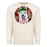 Sandshell Christmas White Shepherd With Buffalo Plaid Premium Sweatshirt - RanaPortraitStore