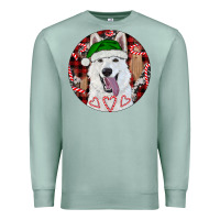 Seafoam Christmas White Shepherd With Buffalo Plaid Premium Sweatshirt - RanaPortraitStore