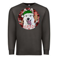Smoke Christmas White Shepherd With Buffalo Plaid Premium Sweatshirt - RanaPortraitStore