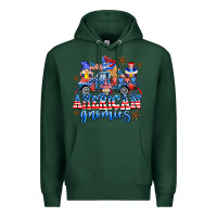 Sports Green American truck gnomes Premium Hoodie - AdoDesignShop