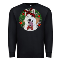 Black Christmas White Shepherd With Cowhide Premium Sweatshirt - RanaPortraitStore