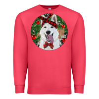 Cardinal Christmas White Shepherd With Cowhide Premium Sweatshirt - RanaPortraitStore