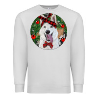 Dove Grey Christmas White Shepherd With Cowhide Premium Sweatshirt - RanaPortraitStore