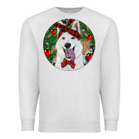 Oatmeal Heather Christmas White Shepherd With Cowhide Premium Sweatshirt - RanaPortraitStore