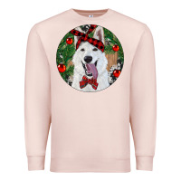 Pale Pink Christmas White Shepherd With Cowhide Premium Sweatshirt - RanaPortraitStore